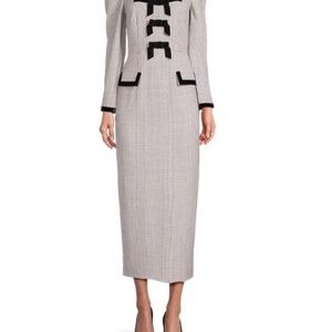 Antonio Melani x born on fifth houndstooth midi dress with velvet bows